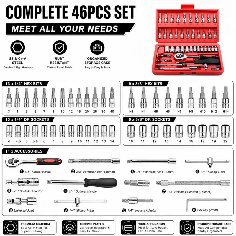 46-teiliges Auto-Wartungs- und – Workshop Tools Sale Bewertung und Preis